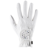 White leather glove with diamonte elements on a white background